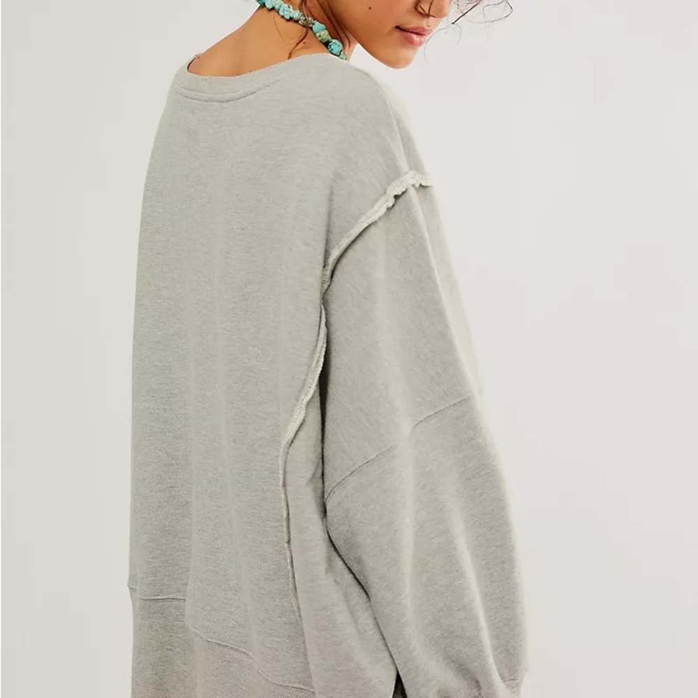 We The Free Relaxed V-Neck Pullover Sweatshirt in Gray - Picture 2 of 7